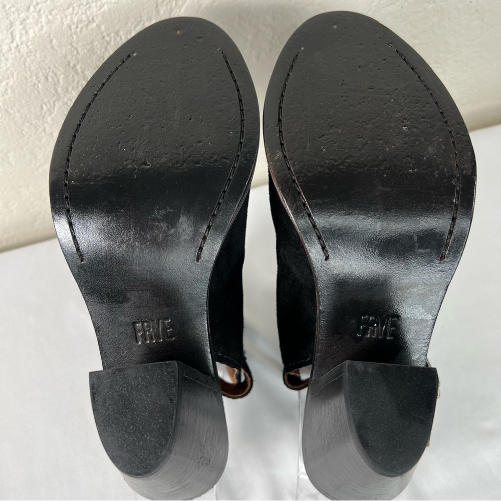 Frye Courtney Slingback Peep Toe Leather Block Heeled Sandals Mules Size 6.5 - Picture 11 of 13